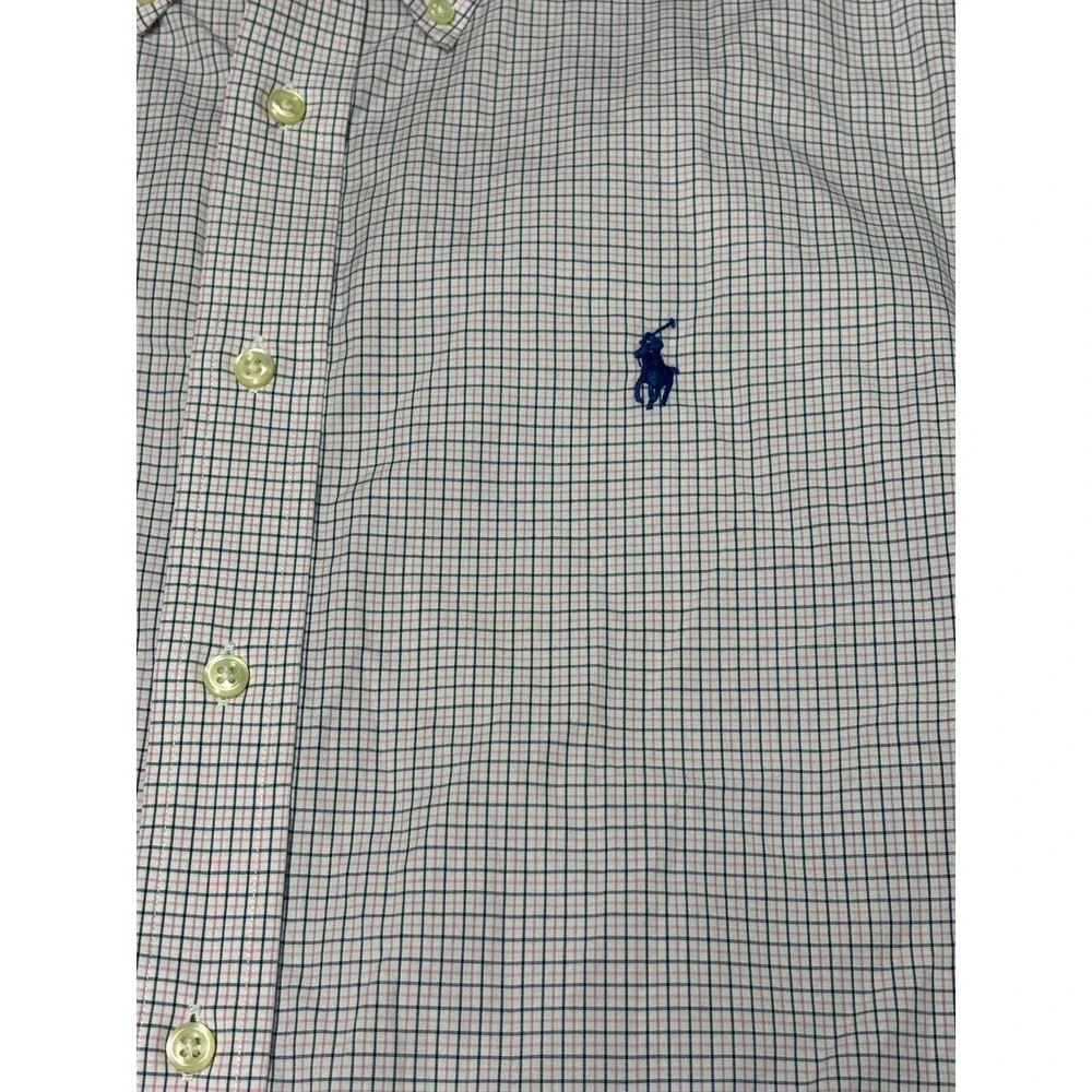 Polo Ralph Lauren Tattersall Check Shirt Mens 15.5 34/35 Pink Blue FLAW
